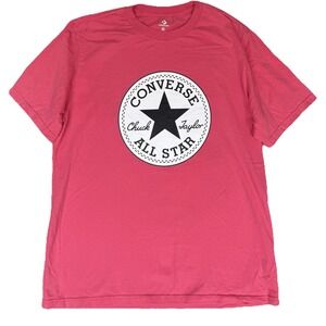 Converse Pink Short‎ Sleeve Front Logo T Shirt Adult Size Large